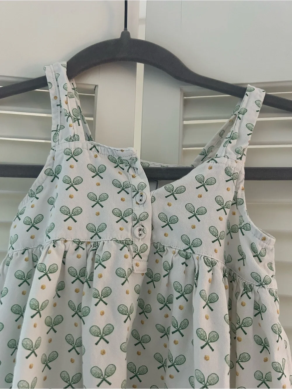 Petite Plume Girls Tennis Print Cotton Nightgown Sleeveless White Green Size 4T